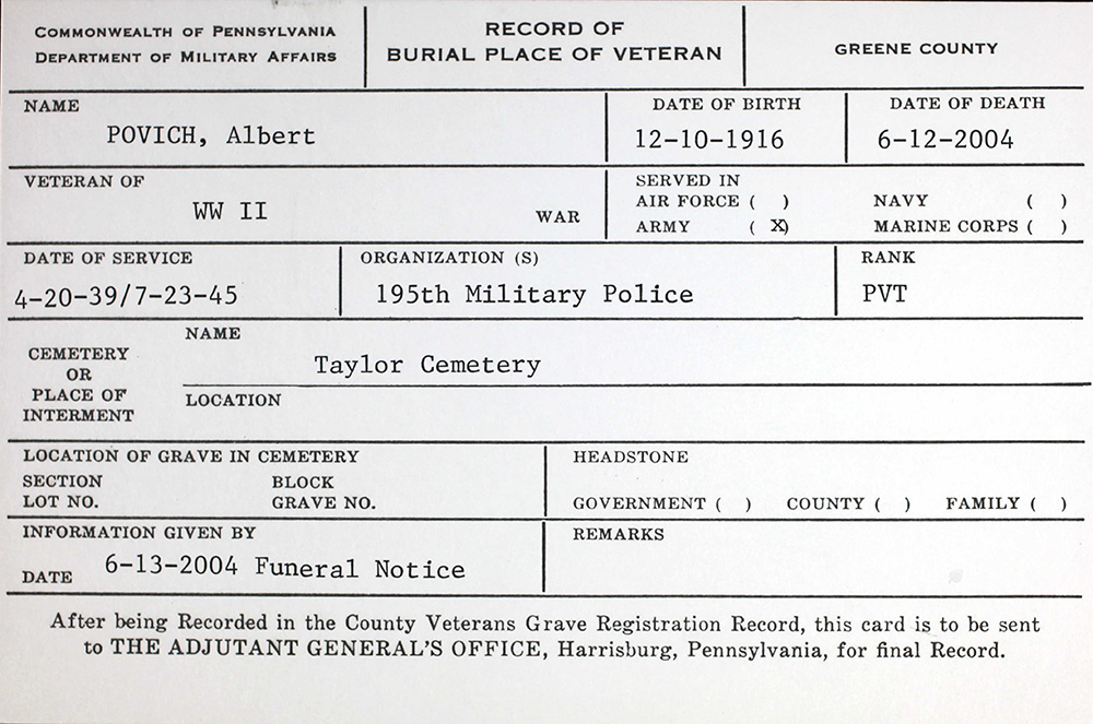 veteran burial
